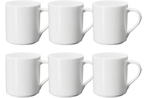 WILMAX ENGLAND Wilmax - Tazze da tè e tazze da caffè - Set da 6-320 ml - Tazze da caffè in porcellana - Set per tè, caffè, cappuccino - porcellana - Bianco