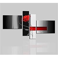 QUADRI MODERNI ASTRATTI DIPINTI A MANO SU TELA BIANCO ROSSO NERO GLITTER MUSA