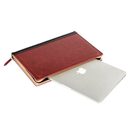 MOSISO Laptophülle PU-Leder klassische Schutzhülle mit Reißverschluss nur Für MacBook Pro 13 zoll mit Retina Display (A1502/A1425) Sleeve Kunsthandwerk,Weinrot - 5