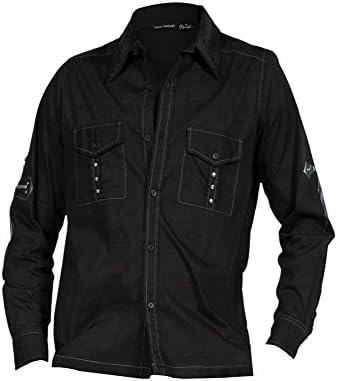 Dead Threads Crucifix Gothic Punk Heavy Metal Men's Long Sleeve Shirt Black XXL