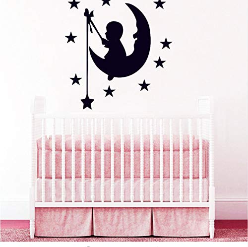 Preisvergleich Produktbild ZOUYUN Wandaufkleber mond Sterne Vinyl abnehmbare Kindergarten wandaufkleber kinderzimmer wandkunst Mural Baby Zimmer Dekoration mädchen Zimmer tapete AY395 57 * 61 cm