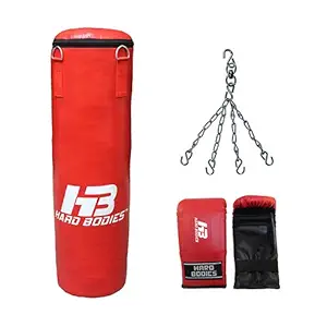 HB Hard Bodies Combo of Classic Punching Bag with Hanging Chain & Punching Gloves