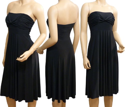 Ladies Strapless Bow Dress (12, Black)