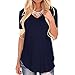Produktbild OVERDOSE Frauen Kurzarm V-Ausschnitt Unregelmäßiger Hemd Lose Damen Casual Tee T-Shirt Tops Sommer OberteileMarine,XXL