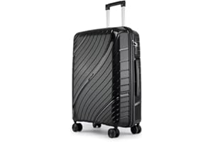 Fly Kite Luggage 28 Inch Large Suitcase 100% Polypropylene Hard Shell with Aluminium Trolley Handle, Real TSA 3 Digit Secure Lock 360° Smooth Wheels Lightweight Suitcase|Black