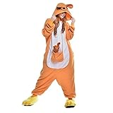 Free Fisher Damen/ Herren Schlafanzug Pyjama, Tier Kostüm, Känguru Gelb, Gr. L (Körpergröße 170-178 CM)