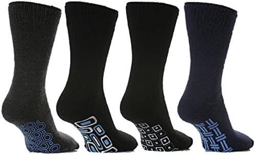 4 Pairs of Mens Drew Brady Super Soft Thermal Slipper Socks / UK 6-11 Eur 39-45
