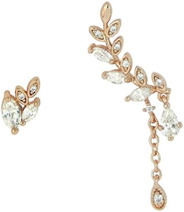 HOT TRENDY - Asymmetric Ear Cuff Rose Gold Plated Cubic Zirconia Earrings Good Quality