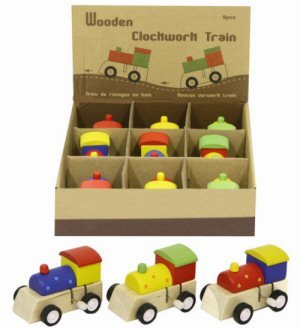 Wooden Clockwork Train *Assorted Colours with Spots* Traditional TOY Fun