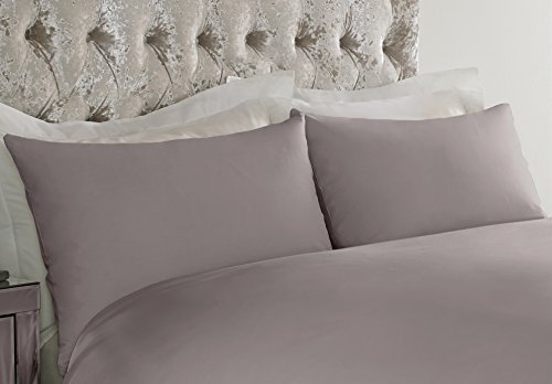 Sapphire Collection 2 x Luxury Pair of Housewife Pillow Cases Non Iron Percale Bedroom Bedding Pillow Cover (Silver)