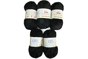 ILKADIM EXPORT 5 x 100 Gramm Himalaya Dolphin Strickwolle, Babywolle einfarbig, 500 Gramm Wolle Strickgarn Super Bulky (schwarz 80311)