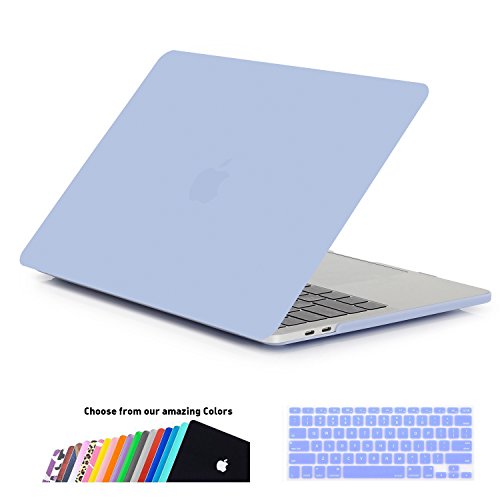 MacBook Pro 13 Hülle 2016, iNeseon Ultra Slim Plastik Hartschale Tasche Cover snap on Schutzhülle Schale mit US Serenity Blue und EU Transparent Silikon Tastatur-Abdeckung Schutzhülle für Neueste Apple MacBook Pro 13 Zoll ohne Touch Bar A1708, Serenity Blue