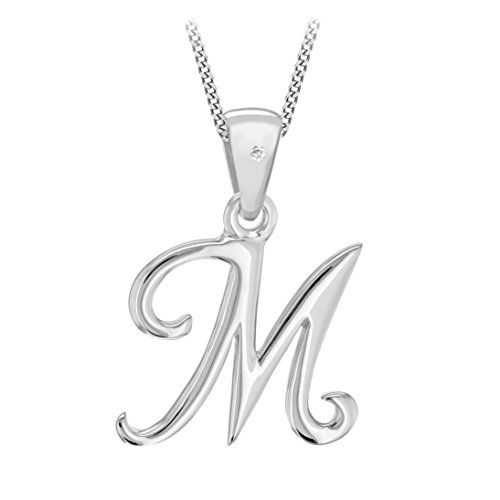 Tuscany Silver 8.44.7544 Cadena con colgante de plata, diamante (0.04), 46 cm, Letra M