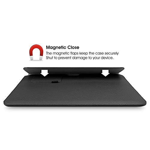 MacBook Pro Schutzhülle Sleeve, omoton dünnsten und leichtesten PU Geldbörse Leder Sleeve für Apple MacBook Pro (38,1 cm, 2016), integriertem in Innen Halterung für Apple Bleistift und Dokument Tasche, Schwarz - 3