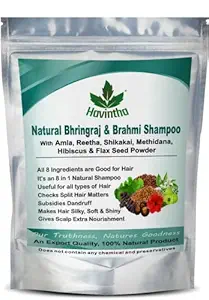 Havinthas Natural Shampoo for Hair with Amla Reetha Shikakai Methidana Hibiscus Bhringraj Brahmi and Flax Seed Powder, 227gm (Pack of 1)