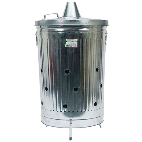 Werkapro 10944 - Incinérateur de Jardin - 100 Litres - Gris - 45 x 38 x 57 cm