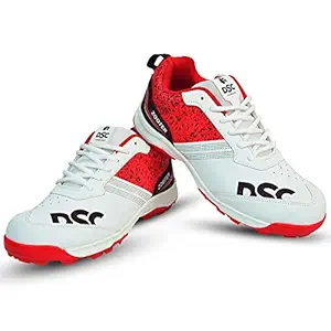 DSC Zooter Cricket Shoe for Men and Boys, Size-9 UK (White-Red)