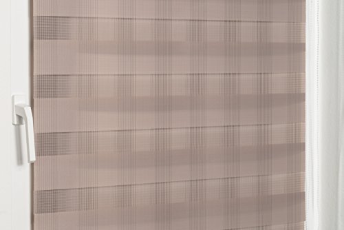 K-home Klemmfix Doppelrollo Rota ohne Bohren Design Streifen Taupe, 50 x 130 (B x L) - 5