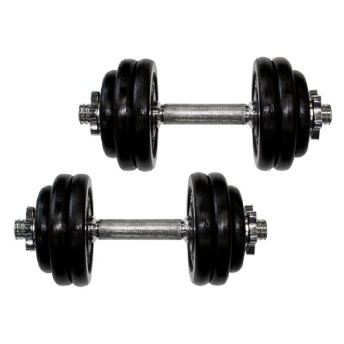 Gusseisen Kurzhantel 2er Set, Varianten 20 kg , 30 kg , 35 kg , 50 kg gerändelt mit Sternverschlüssen - 2