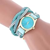 Wrap Around Mode Lederarmband damen Armbanduhr YunYoud modische funkarmbanduhr elegante luxusuhren metallarmband hochwertige klassische uhr strass ausgefallene solaruhr