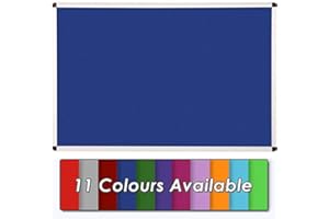 Wonderwall Premium Blue Felt Noticeboard, 90 x 60 cm, Anti-Fade Pinboard - Aluminium Frame, Discreet Corner Fxings - Ideal for Office, School, Home, Venues