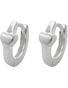 Unbespielt Schmuck Kinder Ohrschmuck Kinder Ohrringe Creole kleines Herz mattiert aus 925 Silber 10 x 3 mm