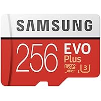 Samsung EVO Plus - Tarjeta de Memoria microSD de 256 GB con Adaptador SD, 100 MB/s, U3, Color Rojo y Blanco