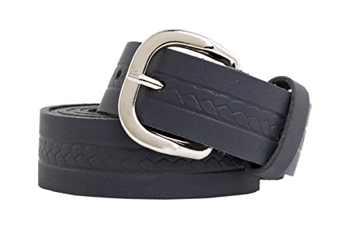 shenky - Cinturón de cuero - Diferentes diseños y colores - Negro con trenza - 165 cm de largo - XXL