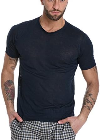 Cruciani Men's Cujlig3021li000210973 Blue Linen T-Shirt