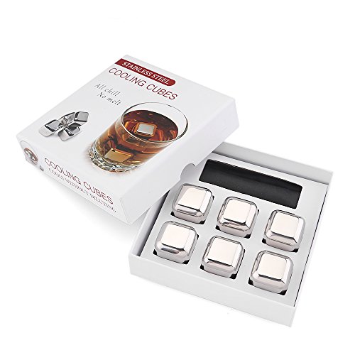 Uten 6PCS Stainless Steel Reusable Wine Ice Cubes Edelstahl Eiswürfel ,Pack of 6 Metall Whiskey Chilling Rocks Eis Steine - 4