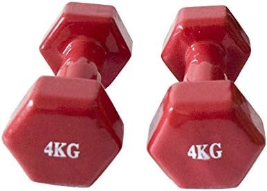 FitAndFun Set 2x Dumbbels Weights Red Exercise Weight Lifting Men Ladies Home 2x4kg (Cod. SP5024)