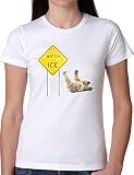 JODE T Shirt Girl GGG22 Z0251 Watch Ice Polar Bear Artic Falling Animal Funny Fashion COOL Bianca - White M