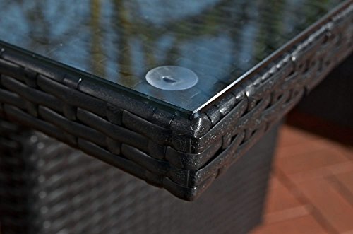 CLP Poly-Rattan Garten-Tisch FISOLO ca 140 x 80 cm, Höhe: 66 cm, ALU-Gestell, Glasplatte 5 mm Sicherheitsglas schwarz - 6
