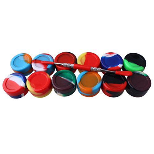 12PCS Antihaft -Silikon WACHS Behälter WAX Behälter Antihaftbeschichtetes Silikon Öl Drum Barrel Container DAB Jar Wachs+Carving Werkzeug, Silikon, multi SILICONE JAR (5ML(12pcs)with carving tool) - 2