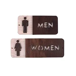 MGNLR wooden men women Signage Self Adhesive board for Toilet, Restroom, Glass Doors, Wooden Doors, Offices,Hospitals, Mall and Business Sign board (WOODEN)