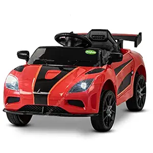 Baybee Chrono Rechargeable Battery-Operated Ride on Electric Car for Kids | Ride on Baby Car with Foot Accelerator & Music| Battery Operated Big Car for Kids to Drive 2 to 4 Years Boys Girls (Red)