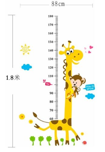 XL! Giraffe Growth Chart, Maßband Messlatte Wandtattoo Wandaufkleber Wandsticker Kinderzimmer Geschenk Gr. 60*90cm - 4