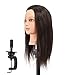 Produktbild hairginkgo 20-22 " Hinweis "100% Echthaar Kosmetologie Mannequin Schraubenmännchen Salon Friseur Training Kopf mit Gratis Tischklemme (91806 W0214)