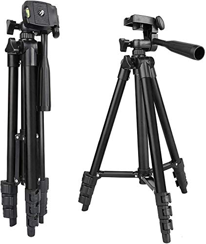 Tripode Movil,Trípode de cámara 42 Pulgadas de Aluminio Ligero Trípode Teléfono para Smartphone Iphone ,Soporte Flexible con el Obturador Alejado de Bluetooth(Negro)