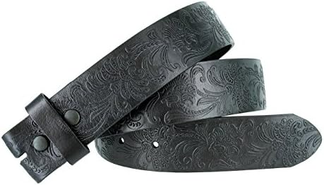 Avnet Men Leather Western Style Engraved Floral Pattern 1.5'' Wide Belt Strap,Black 40