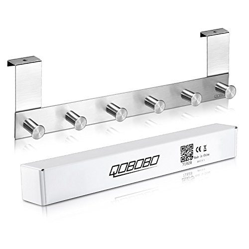 qobobo Edelstahlhaken Türgarderobe Türhaken Handtuchhalter Schublade Tür Haken Kleiderhaken Türhakenleiste Hakenleiste Tuer Garderobe 6 Reihe Haken ohne Anlage (Für tür mit 20 mm dick) - 7