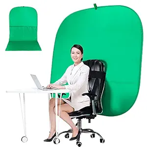 60in/150cm Green Screen Chair,4.92?9.51ft Large Collapsible Green Screen Backdrop , Used for Video Conference Background/Full Body Image Processing/Zoom/Game.