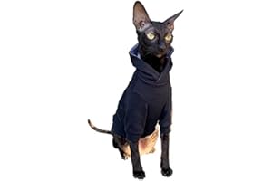 Kotomoda Sphynx Sweat à capuche pour chat sans poils Noir Taille XS