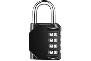 OUTLETISSIMO® Lucchetto Nero Impermeabile a combinazione 4 cifre da esterno o interno da palestra, armadietto sportivo, recinzione, cassetta degli attrezzi, cancello