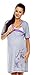 Zeta Ville - Women's Maternity Nursing Nightdress Butterfly Print Gown - 165c (Purple, UK 10)