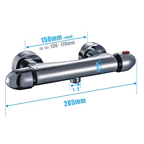 Auralum® Duschthermostat Duscharmatur Thermostat Brausethermostat Brausemischer Aufputz Chrom Thermostat-Brausebatterie - 7
