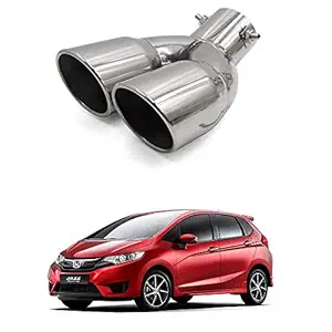 Oshotto Stainless Steel SS-011 Car Exhaust Dual/Double Pipe Muffler Silencer Cover Compatible with Honda Jazz (Chrome)