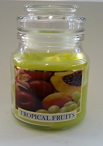 Scented Candle in Glass with Stopper Aroma Tropical Fruits – Lifetime 30H – Height 10 cm, Oval-Shaped