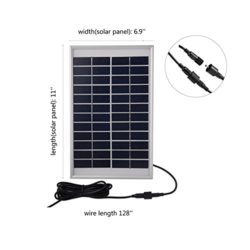 LEDGLE 5W Solarbrunnenpumpe, Garten Wasserpumpe für den Hof, maximaler Durchfluss 380L / h - 3