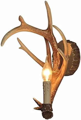EFFORTINC Resin Deer Horn Wall Sconce,1Lights(Bulbs Not Included) Set of 2